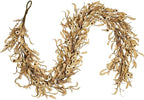 70 Inch White Floral Garland with Artificial Eucalyptus & Boxwood - Trailing Long Vine White for Mantel, Staircase, Wall Decor, All Season Farmhouse Decoration Indoor Outdoor