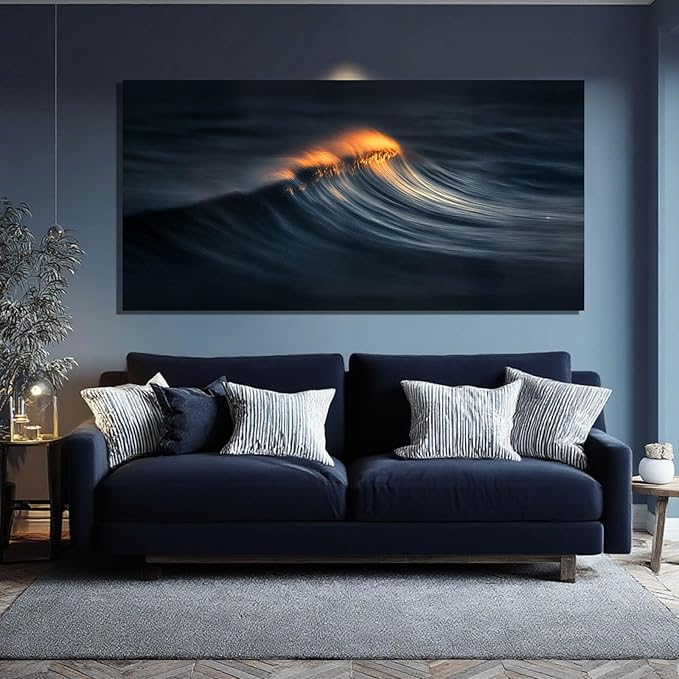 ZENPEE Dark Inspirational Wall Decor and Gold Ocean Posters, Modern Wall Art, Wall Hanging Aesthetic Decor for Living Room, Office, Bedroom, 24" x 48"