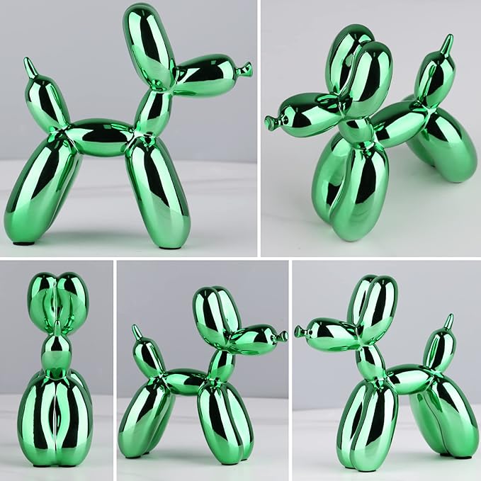 Green Balloon Dog Decor,Balloon Animal Decor,Shelf Decor Preppy Room Decor,Cute Statue Home Decor, Bedroom Modern Sculpture Desk Decor,Office Gold Decorations Small Figurines