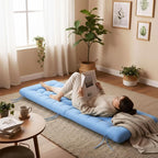 Long Floor Cushion Large Floor Cushion with Brushed Cotton 74.8 x 27.5 x 3.15 in Jumbo Lounger Pillow for Outdoor Indoor Bay Window Meditation Yoga Reading Sleeping(1 Pc,Light Blue)