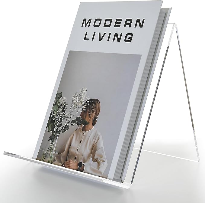 Acrylic Book Stand, Book Display Holder 8.5 x 11, Clear Acrylic Display Easel Transparent Display Stand Holder Tablet Holder for Album, CD, Magazine, Picture, Plate, Artworks, Phone, Tablet