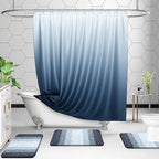 OLANLY Bathroom Rug Set 2 Piece, Soft Absorbent Microfiber Bath Rug Set, Non-Slip, Machine Wash Dry, Plush Shaggy Bath Mats for Bathroom (47"x20"+24"x16", Dark Blue)