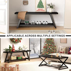 LVB Black Bench, Modern Storage Bench for Bedroom, Wood Metal Entryway Bench for Hallway Dining Living Room, Famrhouse Shoe Rack Indoor Accent Seating Benchs for Foyer Entrance, Black Oak 47 Inch Long