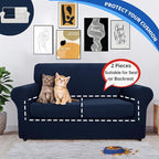 YEMYHOM Stretch Individual Cushion Covers Large Sofa Seat Cushion Slipcovers Soft Couch Cover Replacement Large Checkered Furniture Protector with Elastic Bottom (2 Pcs XL Cushion Covers, Navy)