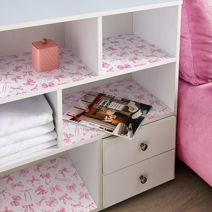 BBTO 20 Sheet Scented Drawer Liners for Dressers 15.8" x 22" Scented Fragrant Cabinet Paper Liners Non Adhesive Drawer Paper Mats for Bedroom Home Closet Shelves(Bow)