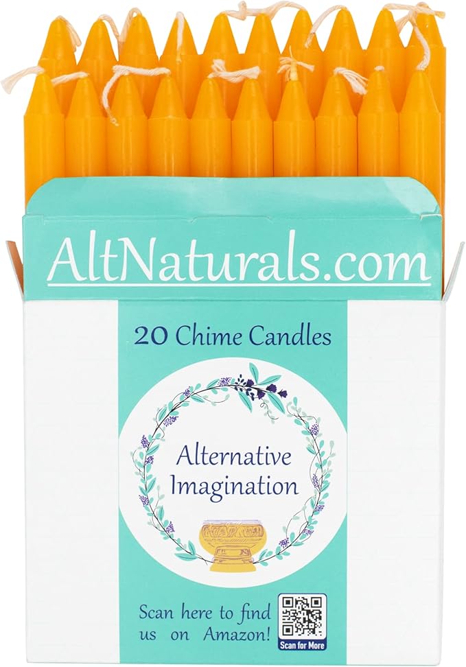 Alternative Imagination Orange Chime Candles - 20 Pack of Unscented 4 Inch Mini Taper Candles - Dripless Long Burning Ritual Candles for Meditation, Spell Work, Energy & Home Decor