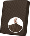 YEMYHOM Stretch Individual Cushion Covers Sofa Chair Seat Cushion Slipcovers Soft Couch Cover Replacement Large Checkered Furniture Protector with Elastic Bottom (1 Pc Cushion Cover, Dark Coffee)