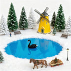 Wehhbtye 59'' x 15.7'' Christmas Village Ocean Display Mat, Christmas Village Miniature Ocean Mat, Xmas Villages PVC Pad Decoration for Holiday Mini Landscape Scene Accessories (Light Blue)