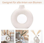 CEMABT Vases for Pampas Grass,2PC Creative Vase Modern Home Decor,Handmade Vase White Ceramic Dried Flowers Crafts Ornaments for Office Home Deco Decoration,Vase Beige