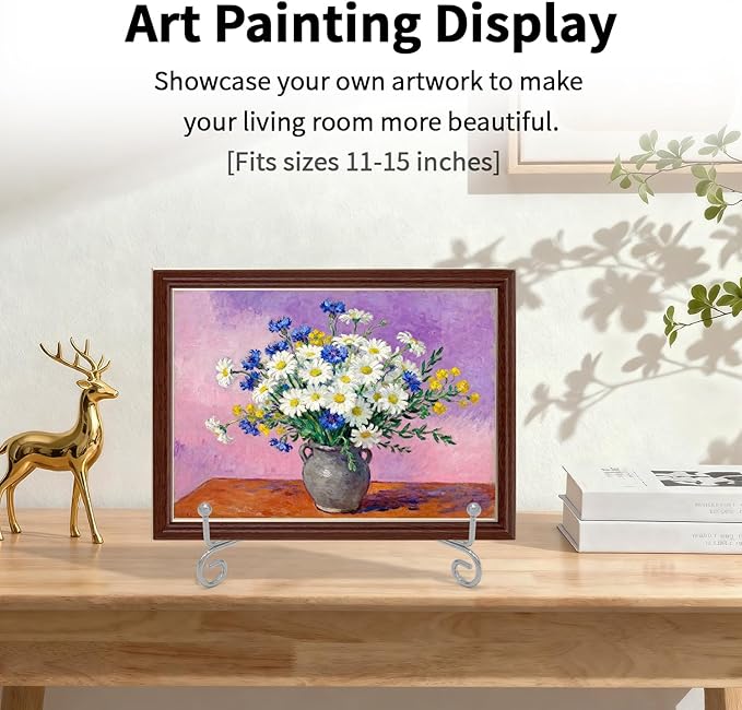 Iron Plate Stands for Display, Foldable Book Holder & Easel Stand for Sign, Versatile Poster Stand and Small Plate Stand for Home Decor, Art, Photo Frame, Card, Crystal Display (Silver, 10 inch (2Pcs))