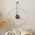 Modern Wall Clock, Large 21.7''×28.7'', Walnut Dial, Silent Non-Ticking Metal Clock for Home Decor, Gold
