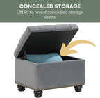 Convenience Concepts Designs4Comfort 5th Avenue Storage Ottoman 24" - Contemporary Foot Stool and Seat with Hinged Lid for Living Room, Dining Room, Office, Den, Gray Velvet