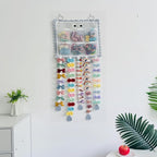 Hanging Hair Clip Organizer with Pockets for Hair Ties, Hair Bow Holder for Girls Barrettes, Scrunchies – Cute Hair Accessories Organizer for Kids & Toddlers（Gray
