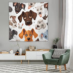 VUMIVI Cartoon Dog Head Tapestry Adorable Pets Humorous Style Abstract Art Illustration Tapestry Wall Hanging for Living Room Bedroom Dorm Classroom Aesthetic Decor W60xL60in
