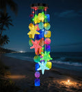 Solar Starfish Wind Chimes for Outside Mobile Shells Wind Chimes Hanging Decorative Lights for Holiday Garden Porch Yard Window Party Outdoor Decor, Gift for Mom Grandma Wife Girlfriend Neighbors
