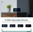 Dual Colorful Alarm Clock for Kids Bedroom - 0-100% Dimmer, 5 Alarm Sounds, USB Charger, Easy to Set, Weekday/Weekend Mode, Snooze, 12/24Hr, Battery Backup, Digital Clock for Teens Boys Bedside