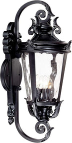 John Timberland Casa Marseille European Outdoor Wall Light Fixture Textured Black Scroll Arm 31" Clear Hammered Glass for Exterior House Porch Patio Outside Deck Garage Yard Front Door Home