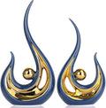 XMGZQ 2pcs Navy Blue Gold Modern Abstract Art Statue Table Decoration,Elegantes Ceramic Statue for Home Décor Accent,Mantel,Bookshelf,Centerpiece Table Decorations for Dining Room,adornos para sala