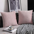 18x18 Pink Throw Pillow Covers: 2 Pack Original Striped Velvet Square Decorative Pillow Cases for Farmhouse Couch