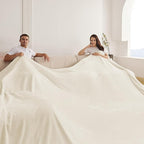 Oversized King Fleece Blanket 120x120 Inches, Seamless Soft Cozy 3D Jacquard Flannel Blanket 10'x10' Extra Large for Bed, Sofa, Couch, Travel & Camping, California King Throw, Beige Leaf