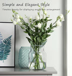Clear Glass Vase, Large Flower Vase, 8-inch Glass Flower Vase for Plants, Wide Mouth Vase for Home, Wedding, Living Room, Dining Table