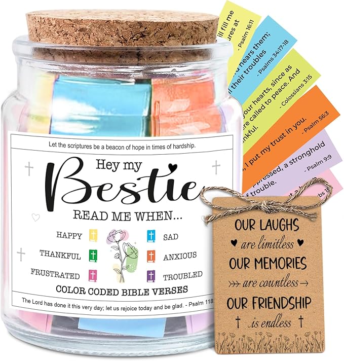 NewEleven Galentines Day Gifts For Best Friend Women - Birthday Presents, Bestie Gifts For Her, Him - Inspirational Gift, Christian Present From Friends - Bible Verse Jar