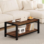 BON AUGURE Coffee Table for Living Room, Industrial Wood and Metal Living Room Tables, Farmhouse Rectangular Center Table (Rustic Oak, 43 Inch)