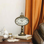 NIKKY HOME Antique Mantel Clock, Gold Retro Desk Clock Silent-Non-Ticking Battery Operated Decorative Desk Table Clock for Home, Office, Living Room, Bed Room