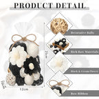 Riceshoot 2 Pack Decorative Balls Potpourri Bowl Filler Decor Natural Vase Bowl Filler Assorted Spherical Rattan Twigs Wicker Balls Cotton for Home Centerpiece(Black)