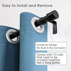 Curtain Rods for Windows 16 to 200 Inches Adjustable Length 1 Inch Diameter Window Curtain Rod with Aluminium Finials, Black