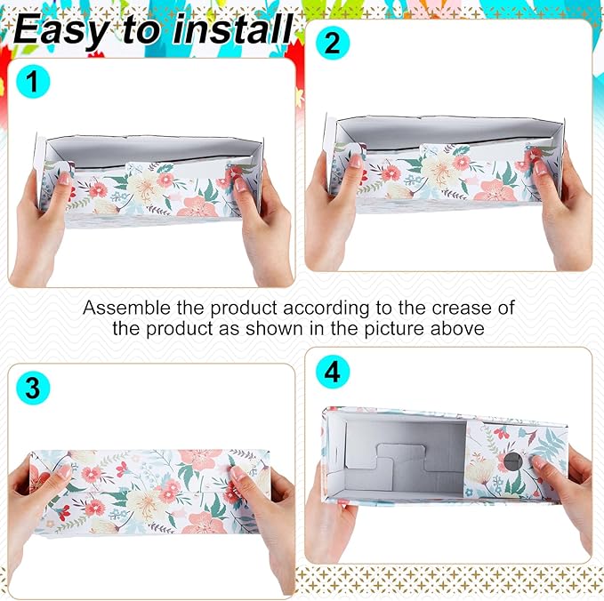 Thenshop 24 Pcs Cardboard Magazine File Holders Magazine Book Bin Box with Label Sticker Paper Organizer Storage Folder for Desk Shelves School Classroom Office Supplies (Floral,Multicolor)