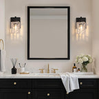 1 Light Matte Black Bathroom Vanity Light Over Mirror, Modern Vanity Lighting with Crystal Glass Shade, Wall Mount Bathroom Light Fixtures, E26 Base