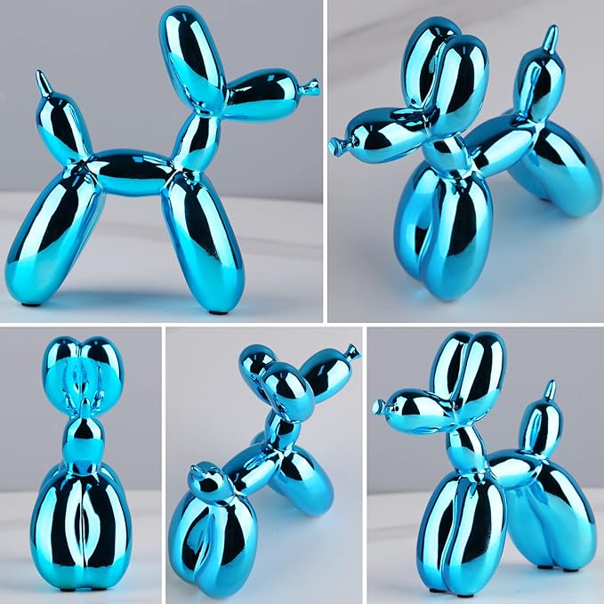 Balloon Dog Statue Modern Home Decor Collectible Figurines Art Funky Statues for Coffee Table Decorations Trendy Color Schemes Room Aesthetic Sculpture Dog (3.9 * 3.9 * 1.5inch, Sky Blue)