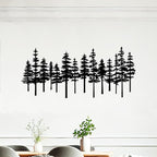 Jidecor Metal Pine Tree Wall Art Decor Nature Home Decor Cedar Trees Metal Sign Wall Decorations for Living Room, Forest Decor, Nature Lover Gift (Rustic, black, 33.9" L x 15.3" W)