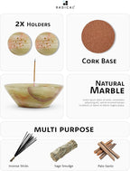 Radicaln Marble Incense Holder for Stick 5.5" Inches Green Handmade Palo Santo Holder, Ideal Marbles Ashtray & Incense Holder Marble for Bedroom