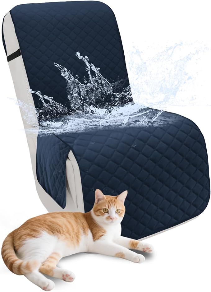 Recliner Sofa Covers 100% Waterproof Velvet L Shape Recliner Couch Covers for Sofa Pets Washable Anti Slip 1 Additional Couch Cover for Reclining Couch (Additional Seat, Navy Blue)