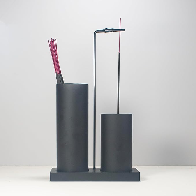 2 in 1 Incense Holder for Sticks,Glass Incense Burner Holder with Storage,Upside Down Incense Holder for Sticks with Glass Ash Catcher for Meditation Yoga Spa Room Home Decor[Full Black]