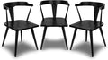 Poly & BARK Mid Century Modern Enzo Black Dining Chair – Solid Oak Wood Splat Back Chair, 18" Seat Height, 32" Tall – Stylish MCM Kitchen & Dining Room Chair - Set of 3