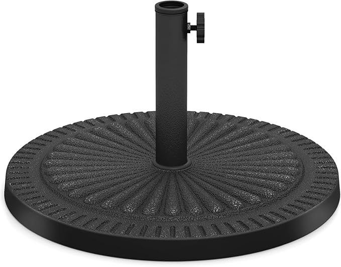Tangkula 30lbs Umbrella Base, Heavy Duty Outdoor Umbrella Holder for Balcony, Backyard, Poolside, Market, Pole Freestanding, Classic Round Umbrella Standing with Removable Stem and Tightening Knob