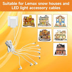 4.5V Power Adapter for Lemax Lighted Accessory 94563 94564 74707 74295 84428 94565 94566 94527 44241 64517 Christmas Micro Lighting Building Decoration(White,8 Output,Bend)