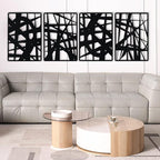 Bdor Decorative Metal Panels, Set of 4, 10.98" x 15.94", Modern Geometric Design, Black Metal Wall Art, Room Dividers, Architectural Elements for Home and Office Décor