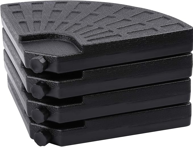 Sunnyglade 18.9" 4Pcs 13L Fan Shaped Water or Sand Filled Umbrella Base/Fan Style Self-Filled Cantilever Offset Umbrella Base Stand Suitable for All Kinds of Cross Tiles (Black)