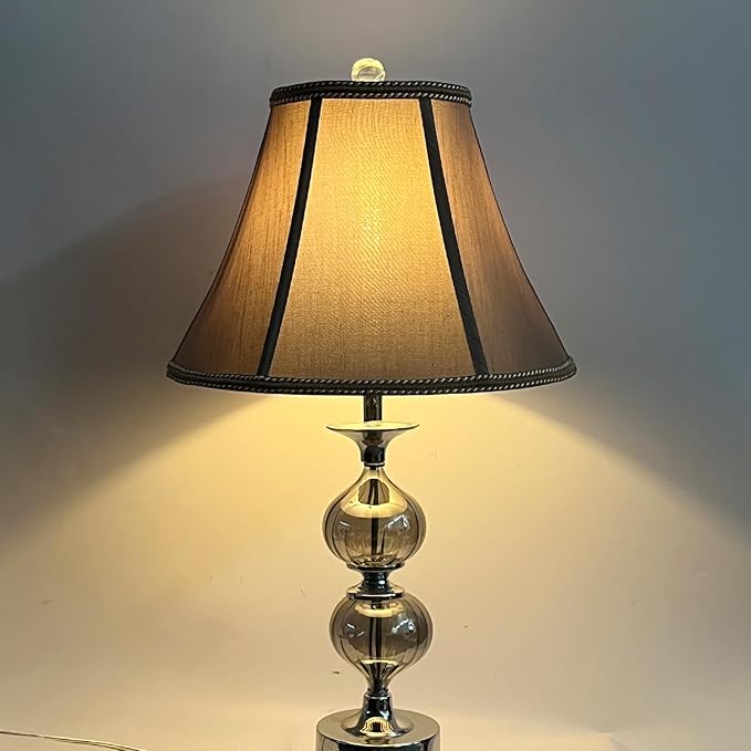 TOOTOO STAR 7" x 15" x 10.5" Fabric Lamp Shade, Royal Style Spider Lampshade, Home Decor Brown Bell Lampshade for Floor Lamp Table Lamp