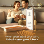 Shizu Sandalwood Incense Sticks – Artisanal Temple Grade Japanese Incense with Brass Holder – Calming Scent for Relaxation, Meditation & Home Spa, Elegant Gift Set (60 Sticks)