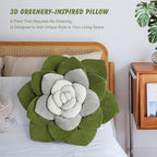 Flower Throw Pillow - 17.8" Plant Shaped Cushion, Soft Plush Decorative Pillow for Bedroom & Living Room, Unique Green Design, Home Decor Accen