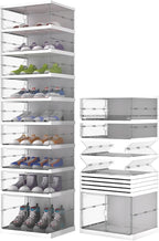 GCCSJ Shoe Rack Organizer Storage Box 9 Tiers-18 Pairs, Portable Folding Shoe Rack with Magnetic Clear Door for Closet Entryway, Transparent, 9 Tiers 18 Pairs