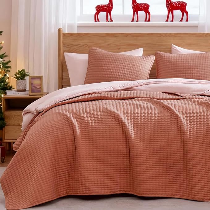 WRENSONGE Queen Quilt-3 Pieces Lightweight Autumn Leaf Fall Bedspreads Queen Size Quilt Bedding Set for All Season, Soft Coverlet with 2 Pillow Shams Suitable for Bed & Couch