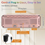 Peakeep Kids Digital Alarm Clock for Bedrooms, Date Day of Week Large Display Numbers 6 Brightness Dimmer, 5 Volume Loud for Heavy Sleepers, 8 RGB Colors Electric Desk Clock Battery Backup, Auto DST
