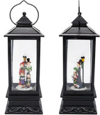 Eldnacele Christmas Musical Snow Globe Lantern Plug in & Battery Operated Glitter Lamp Navitity Scene Lighted Lantern with 6 Hour for Christmas Decoration 12 Inches (Carolers)