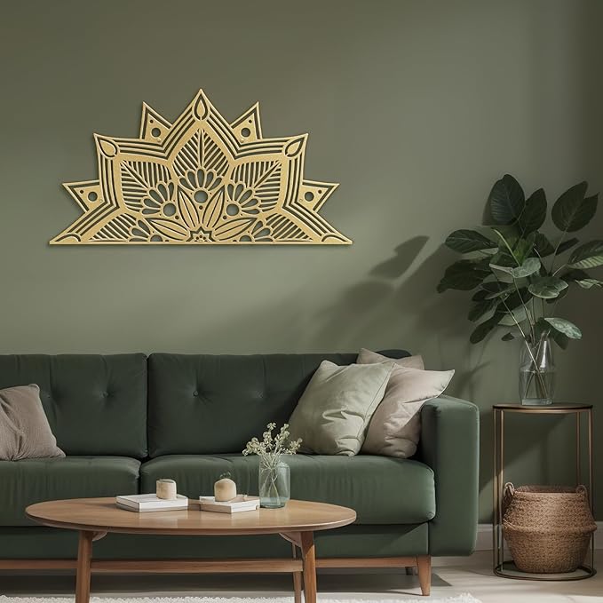 SIGNLEADER Metal Wall Art Decor Flower Minimalist Modern Abstract Wall Sculpture Hangings Home Decoration for Living Room, Bedroom, Bathroom, Kitchen, Outdoor - 36" Gold